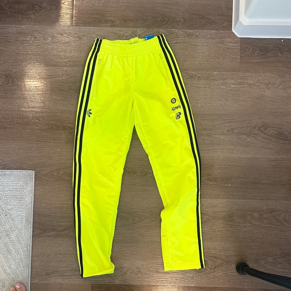 adidas Neon Yellow Joggers with Black Accents